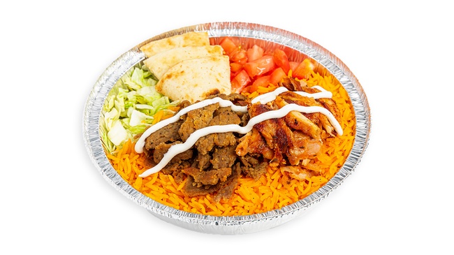 Order Chicken Shawarma & Gyro Platter food online from The Halal Guys store, Rowland Heights on bringmethat.com