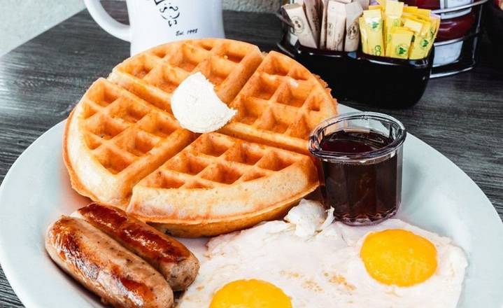 Order Belgian Waffle Combo - OO food online from Biscuits Cafe store, Glendale on bringmethat.com