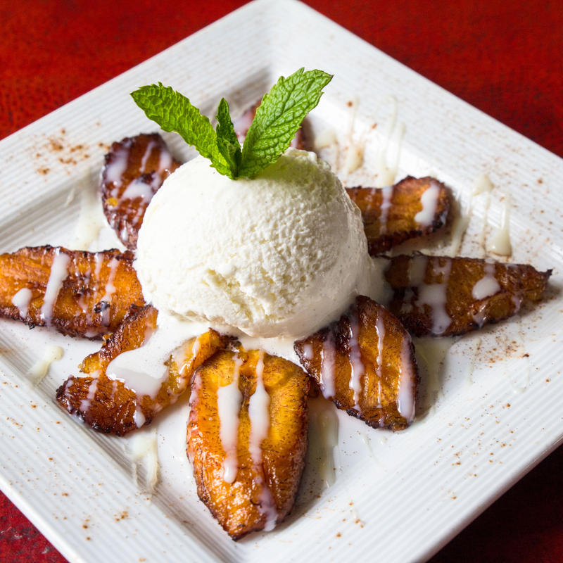 Order Platanos - Fried Plantain with Ice Cream  food online from El Comal store, San Diego on bringmethat.com