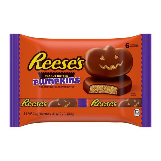 Order REESE'S Milk Chocolate Peanut Butter Pumpkins Halloween Candy, 6 CT food online from CVS store, HAZLET TOWNSHIP on bringmethat.com