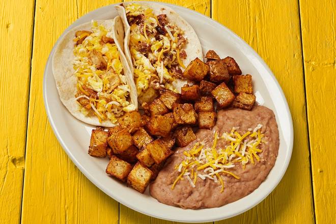 Order Breakfast Taco Plate food online from Fuzzy's Taco Shop store, College Station on bringmethat.com
