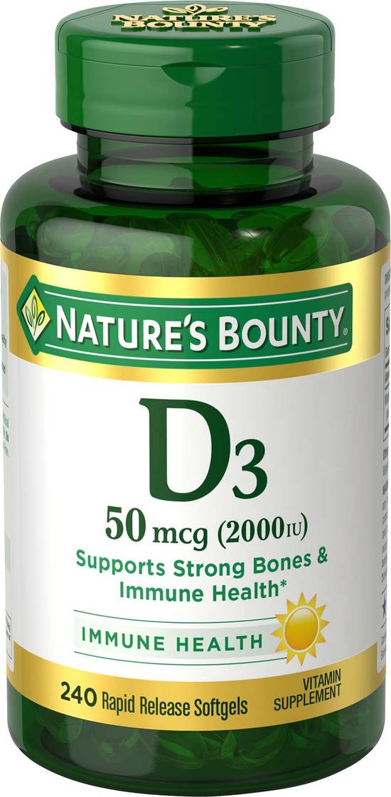 Order Nature's Bounty Vitamin D3 Rapid Release Softgels Immune Health (240 ct) food online from Rite Aid store, Palm Desert on bringmethat.com
