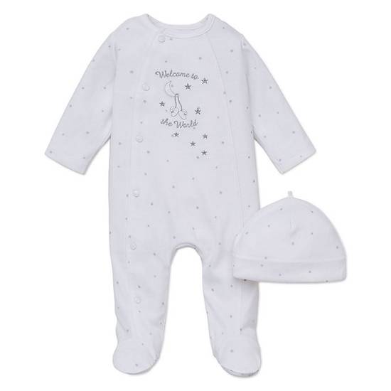 Order Little Me® Preemie 2-Piece "Welcome to the World" Footie and Hat Set in White food online from Bed Bath & Beyond store, Lancaster on bringmethat.com