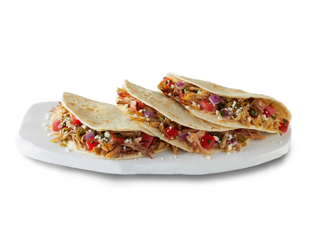 Order Street Style Pulled Pork Tacos food online from Qdoba Mexican Eats store, Springfield on bringmethat.com