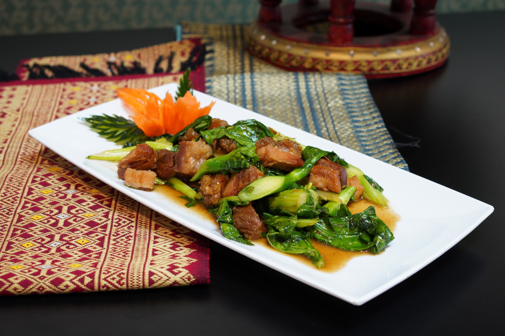 Order Chinese Broccoli with Crispy Pork   food online from Thai Pepper store, Las Vegas on bringmethat.com