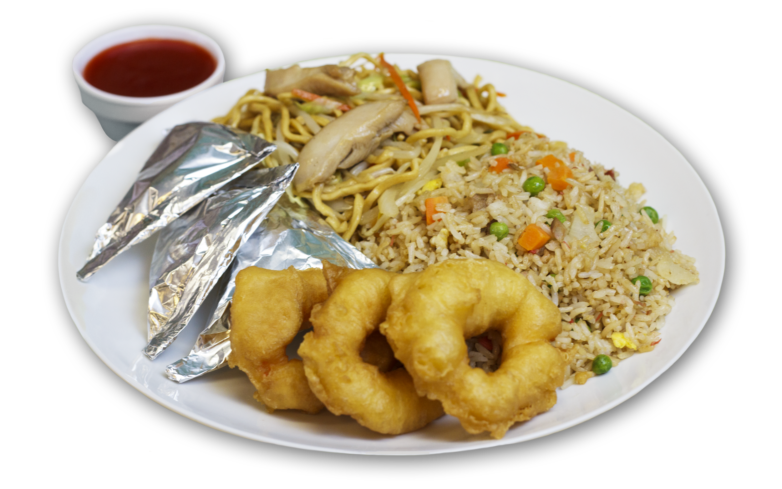 Order C16. 3 Fried Prawns, Chicken in Foil 3 Combo Plate food online from China Cafe store, Turlock on bringmethat.com