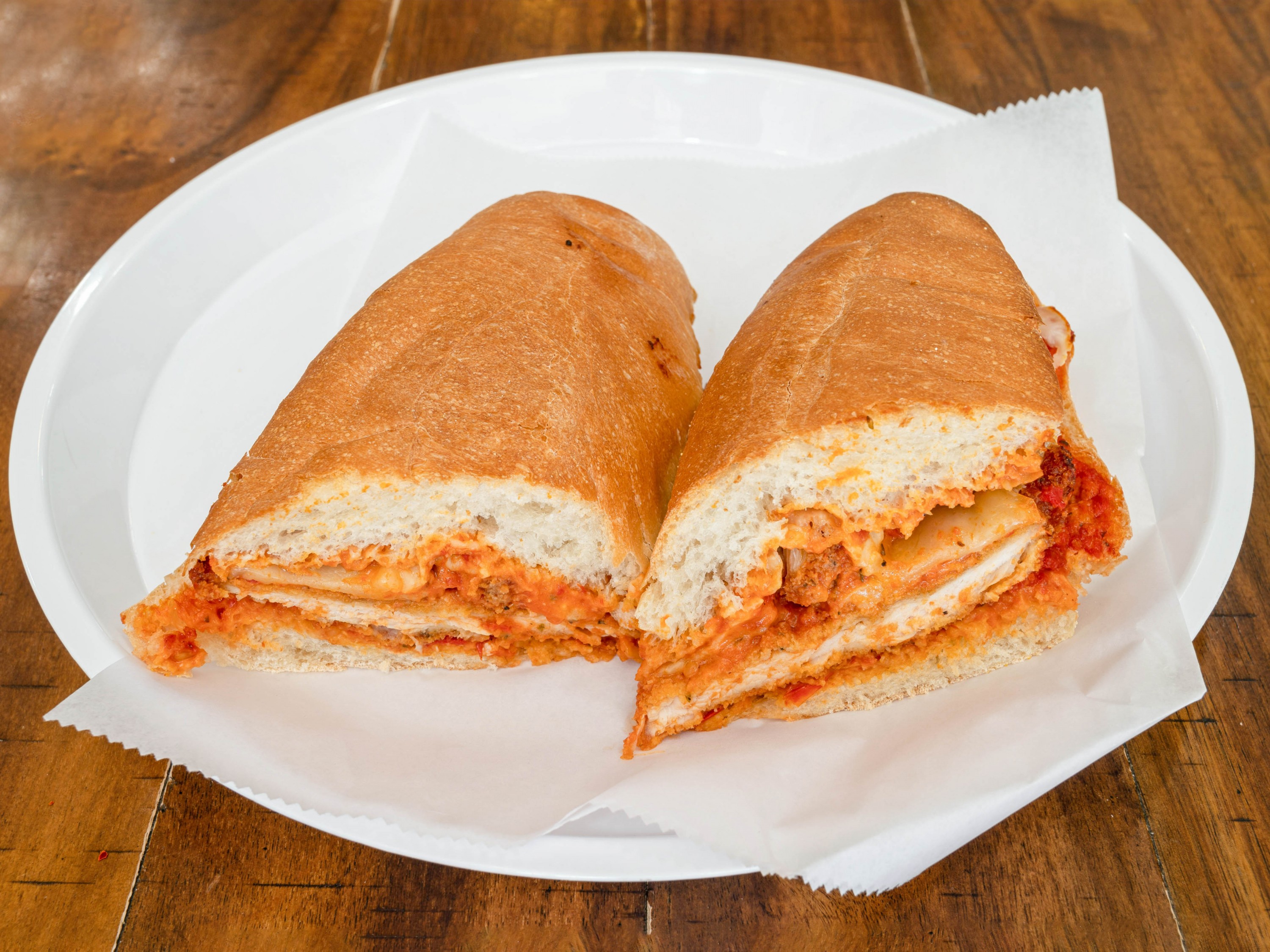 Order 1. Chicken Parmigiana Sandwich food online from Prince of Pizza - Bergen Ave. store, Jersey City on bringmethat.com