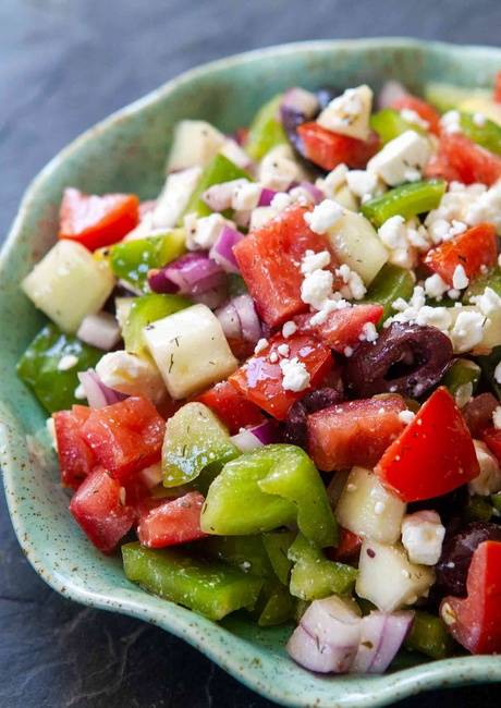 Order Greek Salad food online from Sababa Mediterranean Cuisine store, Richardson on bringmethat.com