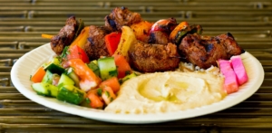 Order Beef Kabob & Rice Combo food online from Woody's Oasis store, East Lansing on bringmethat.com