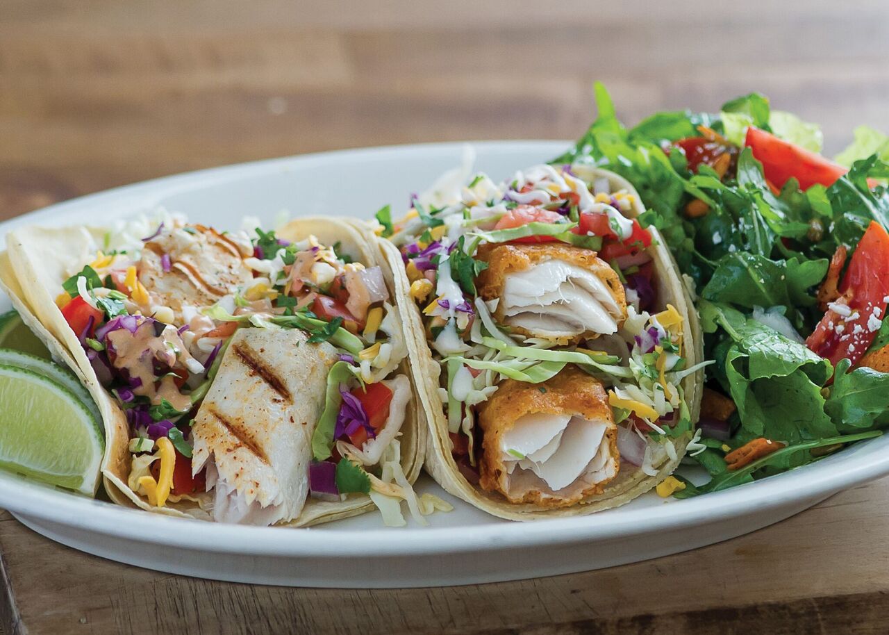 Order Wild Caught Fish Taco Plate food online from Sharkys Woodfired Mexican Grill store, Chatsworth on bringmethat.com