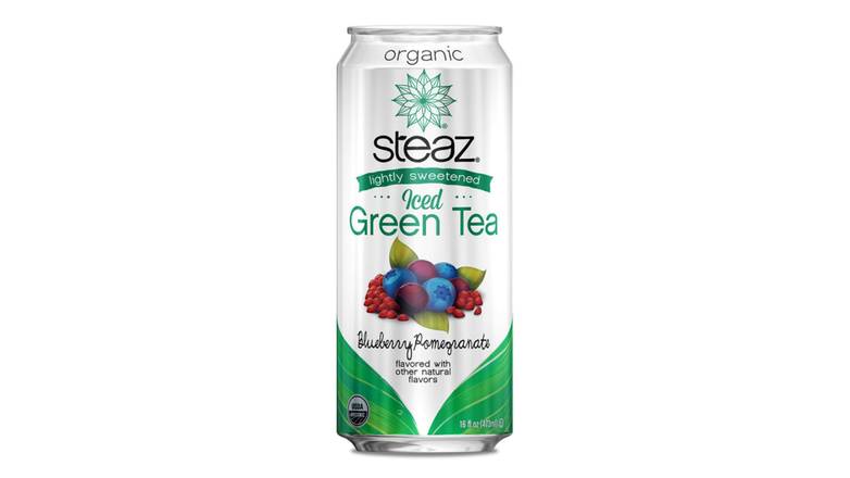 Order Steaz Organic Lightly Sweetened Iced Green Tea, Blueberry Pomegranate food online from Trumbull Mobil store, Trumbull on bringmethat.com