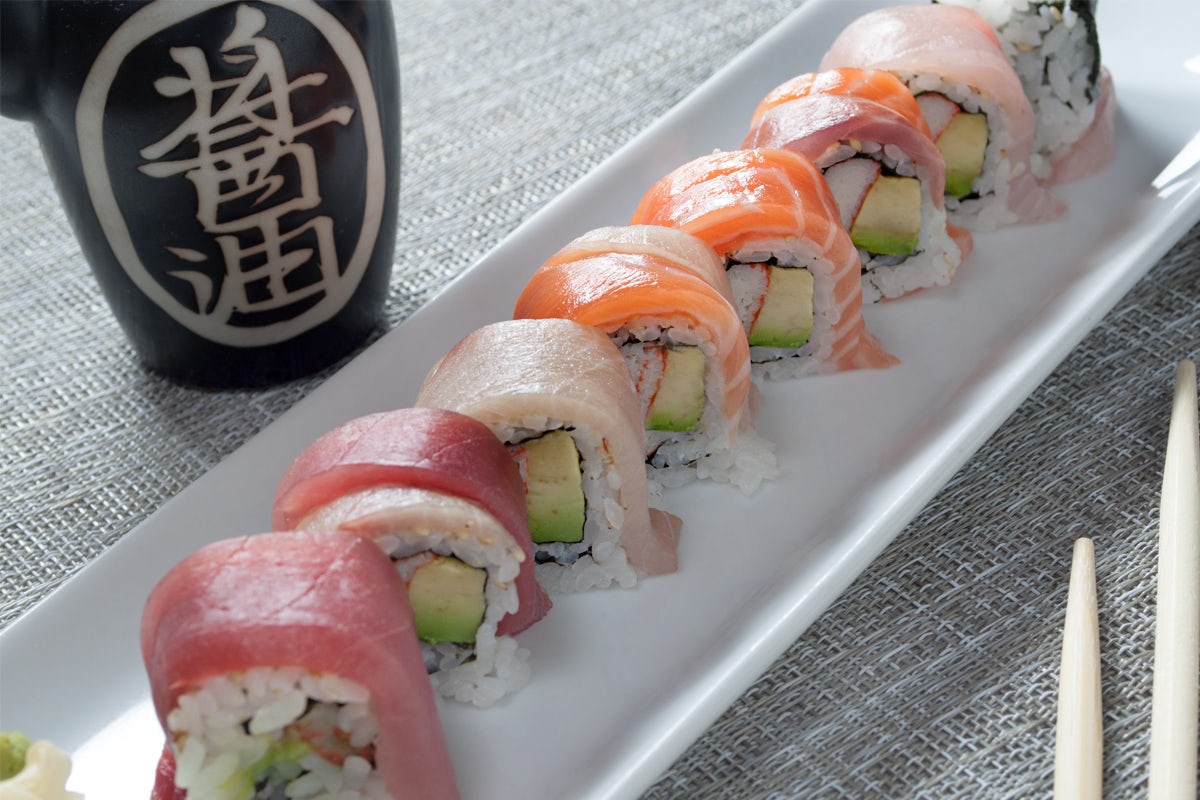 Order Rainbow Roll†  food online from Harura Chicago store, Chicago on bringmethat.com