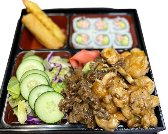 Order Chicken,beef, and Shrimp Teriyaki Bento food online from Oishi Teriyaki & Sushi store, Paramount on bringmethat.com
