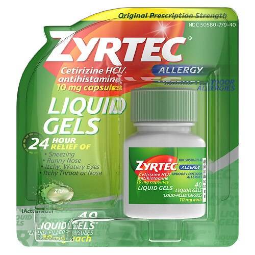 Order Zyrtec 24 Hour Allergy Relief Antihistamine Capsules - 40.0 ea food online from Walgreens store, Plainfield on bringmethat.com