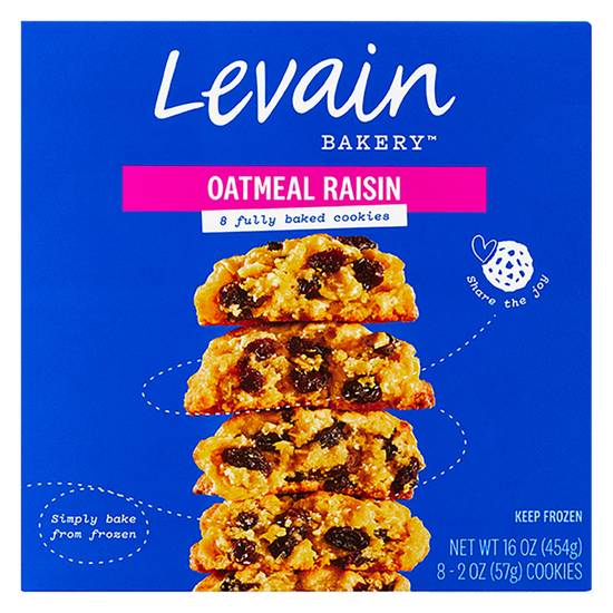 Order Levain Bakery Oatmeal Raisin Frozen Fully-Baked Cookies 8ct food online from Everyday Needs by Gopuff store, Redding on bringmethat.com