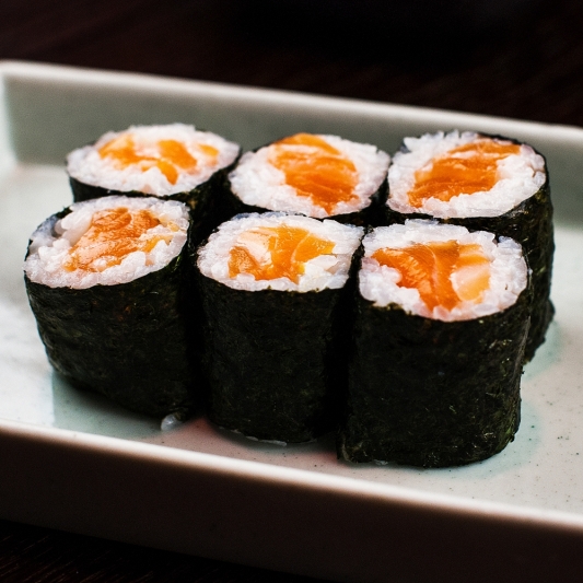 Order Smoked Salmon Roll (6pcs) food online from Rainbow Sushi store, Germantown on bringmethat.com