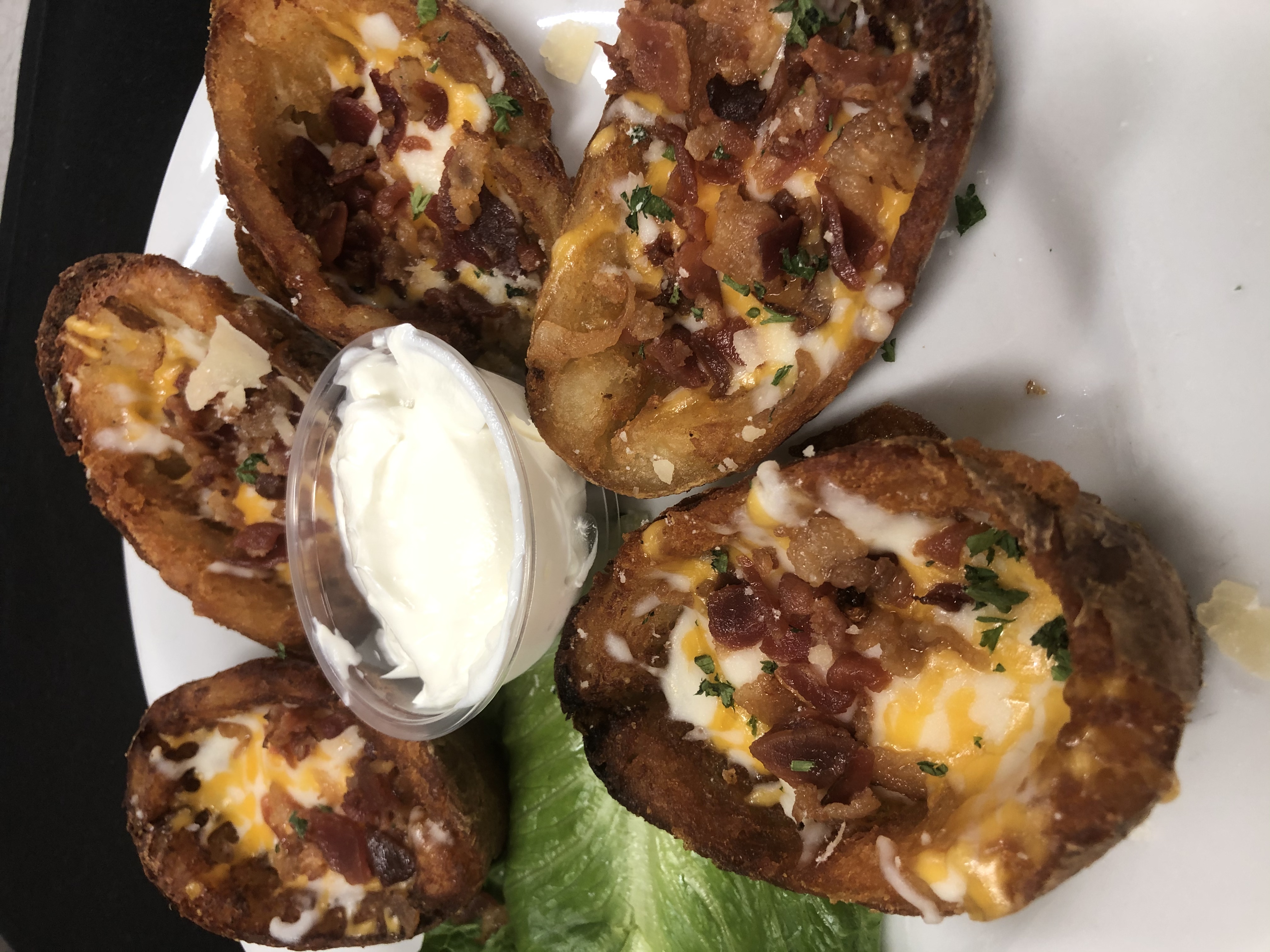 Order Loaded Potato Skins food online from Chef Alan Restaurant store, Reading on bringmethat.com