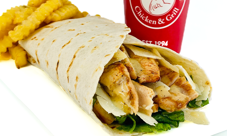 Order 5. Caesar Wrap Combo food online from La Rosa Chicken & Grill store, Tinton Falls on bringmethat.com