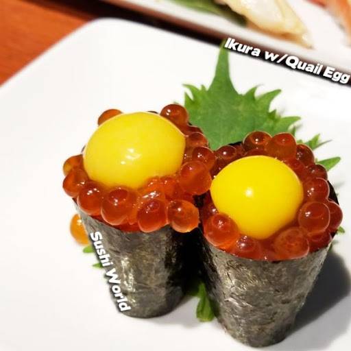 Order Salmon Roe With Quail Egg Nigiri food online from Formosa store, IOWA CITY on bringmethat.com