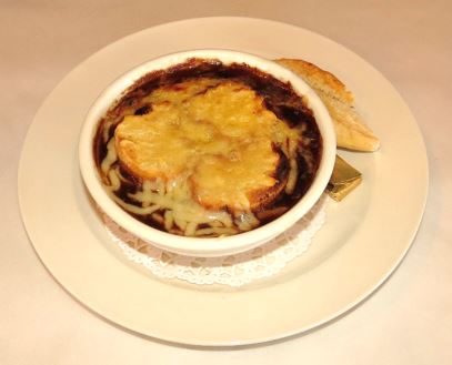 Order French Onion Soup food online from Champagne Bakery store, Encinitas on bringmethat.com
