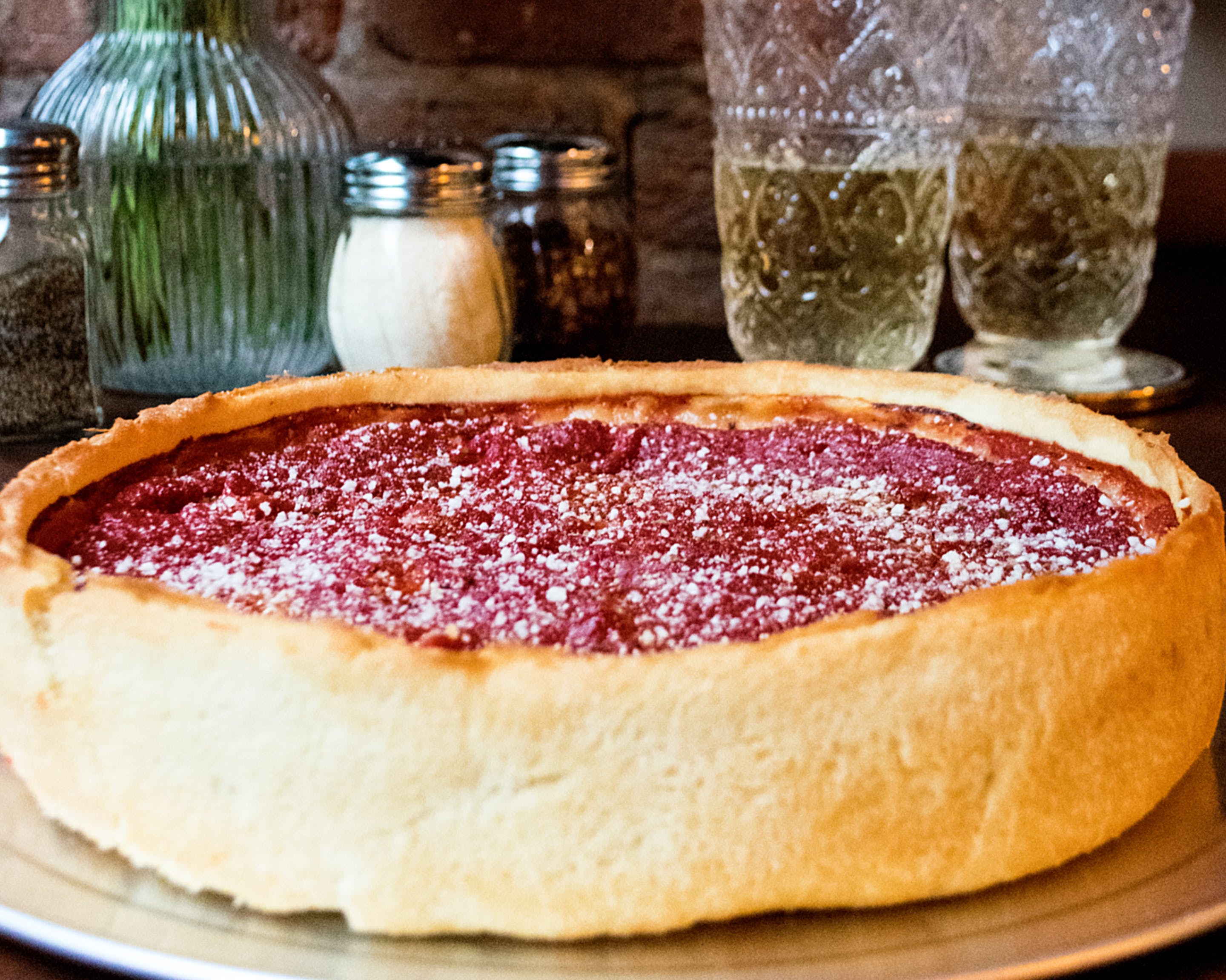 Order Stuffed Deep Dish Lot A Meat Pizza - Large 12" (8 Slices) (Serves 3-4 People) food online from Nancy's Pizza store, Atlanta on bringmethat.com