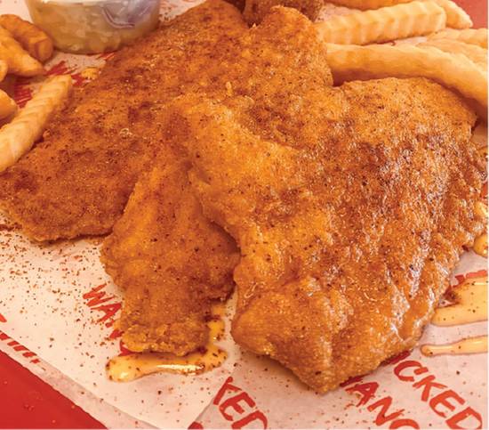 Order 2 PC Catfish Meal food online from Wicked Wangz store, Lovejoy on bringmethat.com