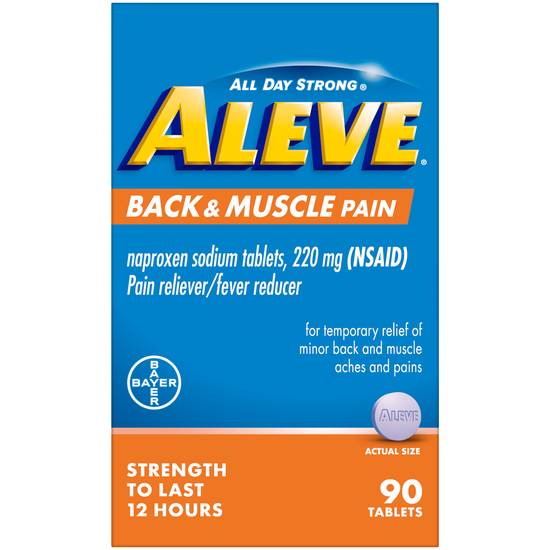Order Aleve Back and Muscle Pain Relief Naproxen Sodium Tablets 220 mg (90 ct) food online from Rite Aid store, CONCORD on bringmethat.com