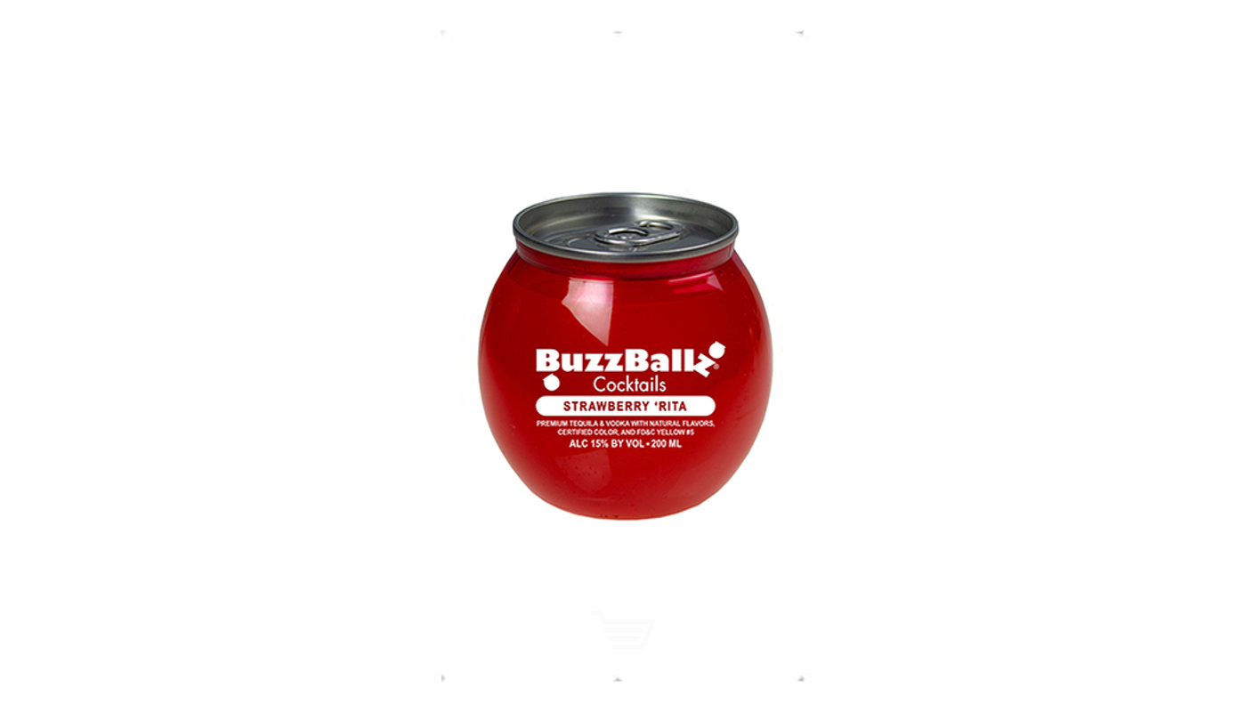 Order BuzzBallz Strawberry Rum Job 200mL food online from Ross Liquor store, Sylmar on bringmethat.com