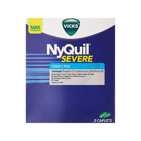 Order NyQuil Severe Cold & Flu-2 Pack Tablets food online from Pink Dot store, Santa Clara on bringmethat.com