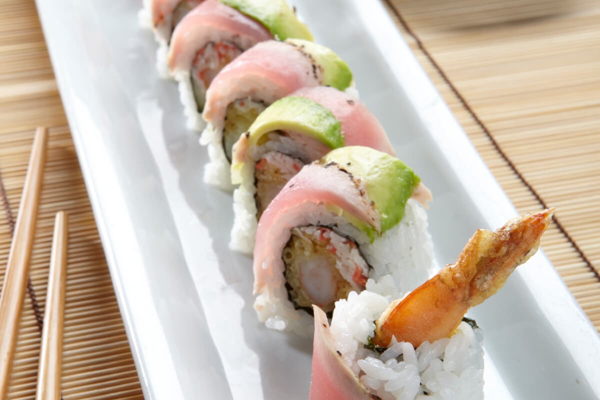 Order ULTIMATE SHRIMP TEMPURA ROLL* food online from Ra Sushi store, Anchorage on bringmethat.com