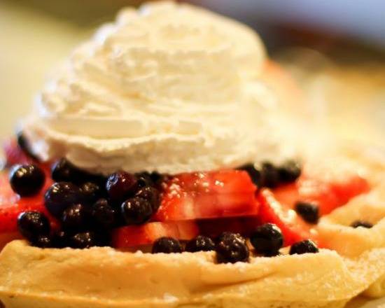 Order Berries and Cream Waffle food online from Crazy Bowls store, Selden on bringmethat.com