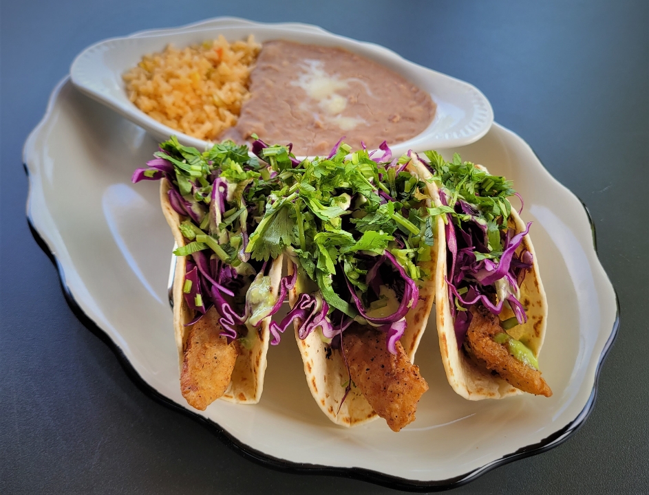 Order Baja Fish Tacos food online from Tacos & Tequilas Mexican Grill store, Buford on bringmethat.com