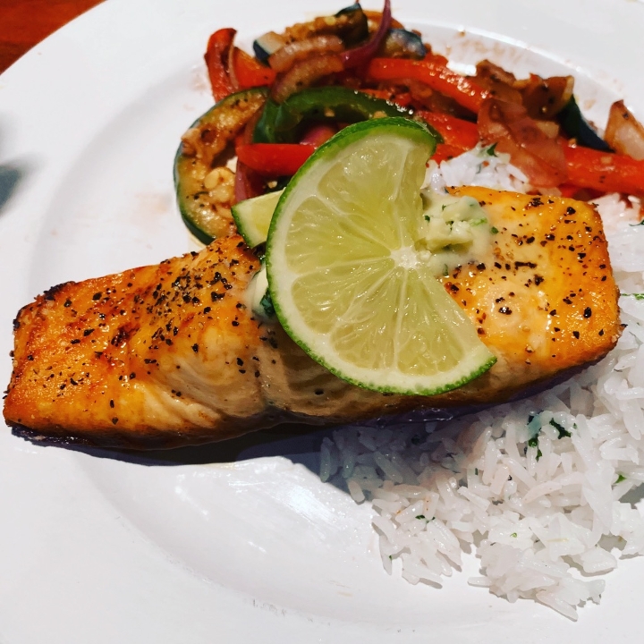 Order Caribbean Rubbed Salmon food online from The Cove Tavern City Center store, Newport News on bringmethat.com