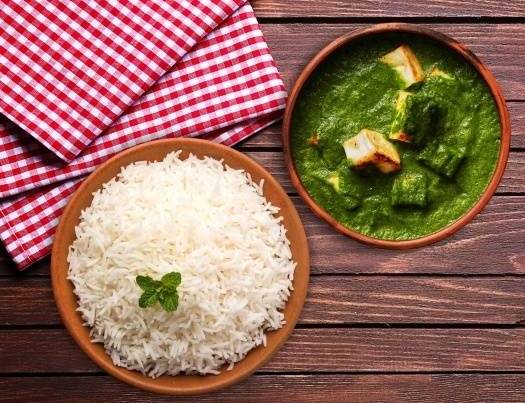Order Spinach Cottage Cheese Rice Bowl  food online from Bowl-O-India store, San Francisco on bringmethat.com