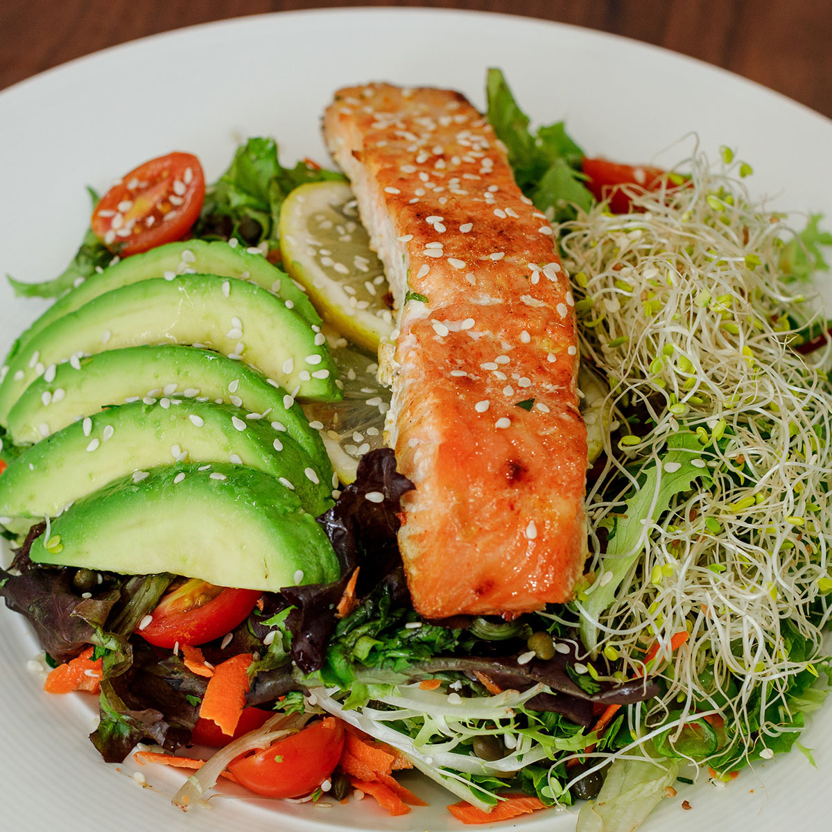 Order Grilled Salmon Salad food online from Farm District store, Glendale on bringmethat.com