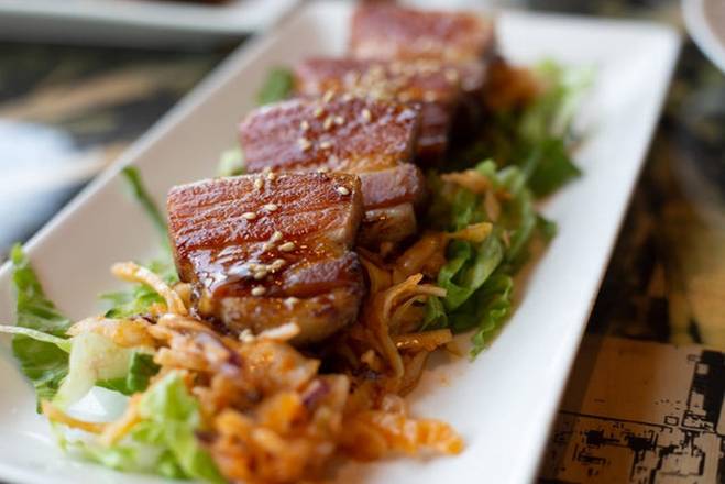 Order GLAZED PORK BELLY food online from Bbbop Seoul Kitchen store, Dallas on bringmethat.com