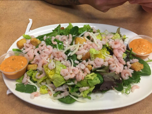Order Spring Mix and Bay Shrimp Salad food online from The City Fish store, Cupertino on bringmethat.com
