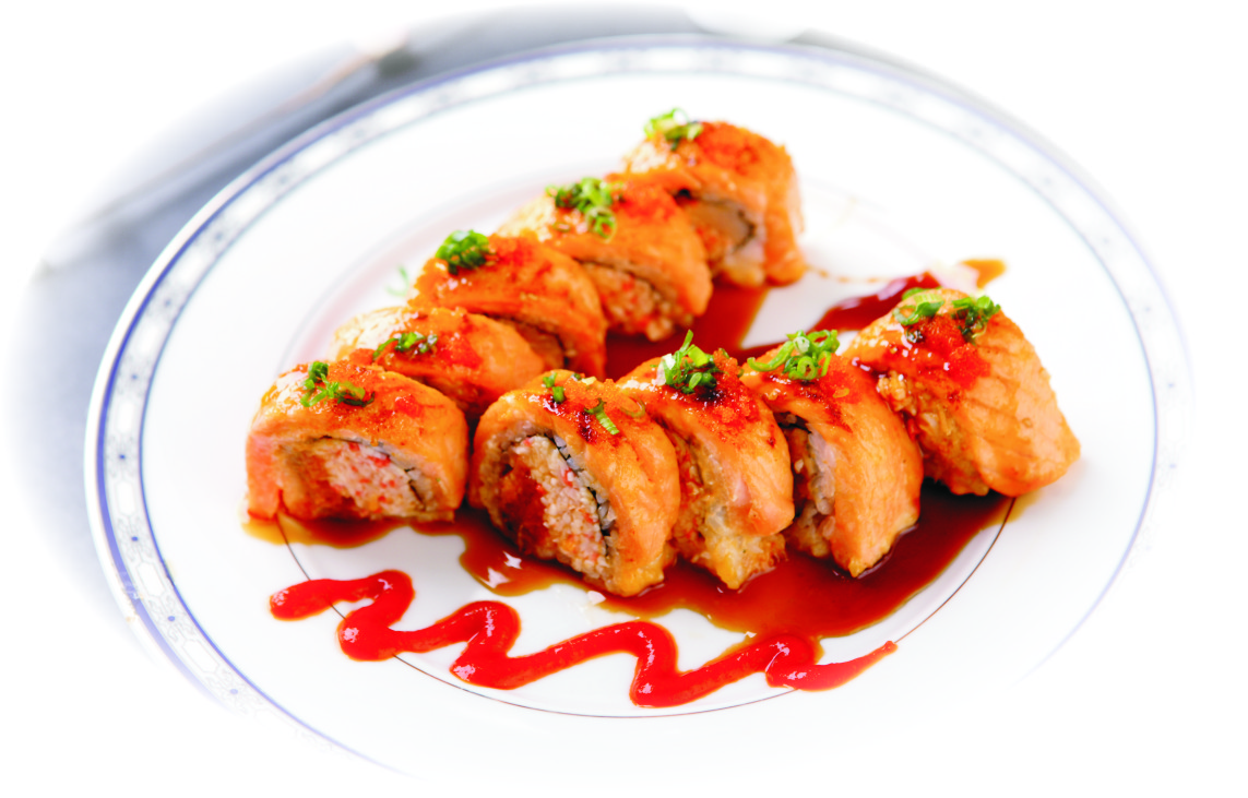 Order 42. Spicy Baked Salmon Roll food online from I Love Sushi store, Santa Clarita on bringmethat.com