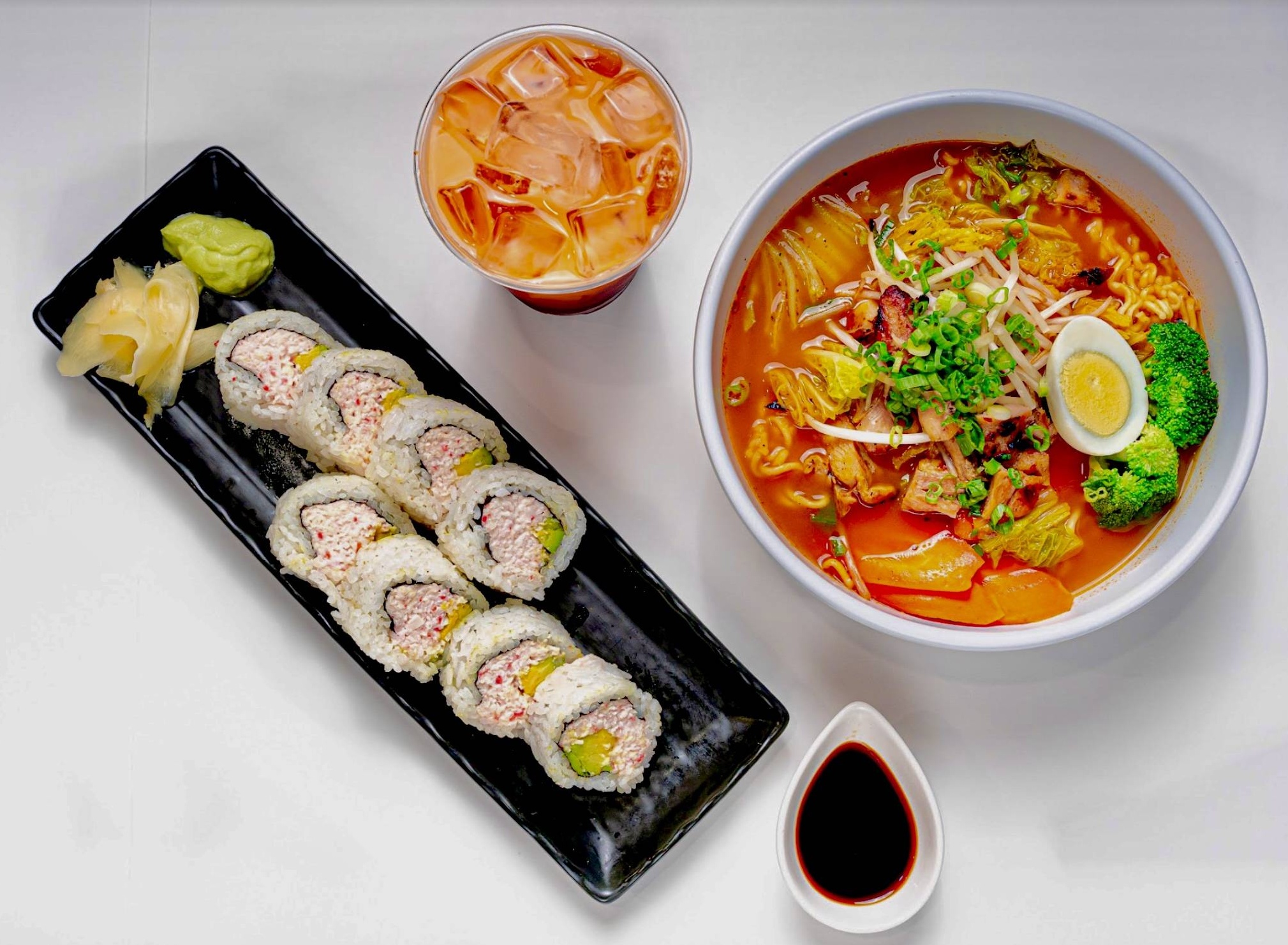 Order Combo A - Sushi roll + Ramen + Drink  food online from Poki Yaki store, Compton on bringmethat.com