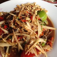 Order 19. Papaya Salad Laos Style food online from Sawaddee Thai Restaurant store, Las Vegas on bringmethat.com
