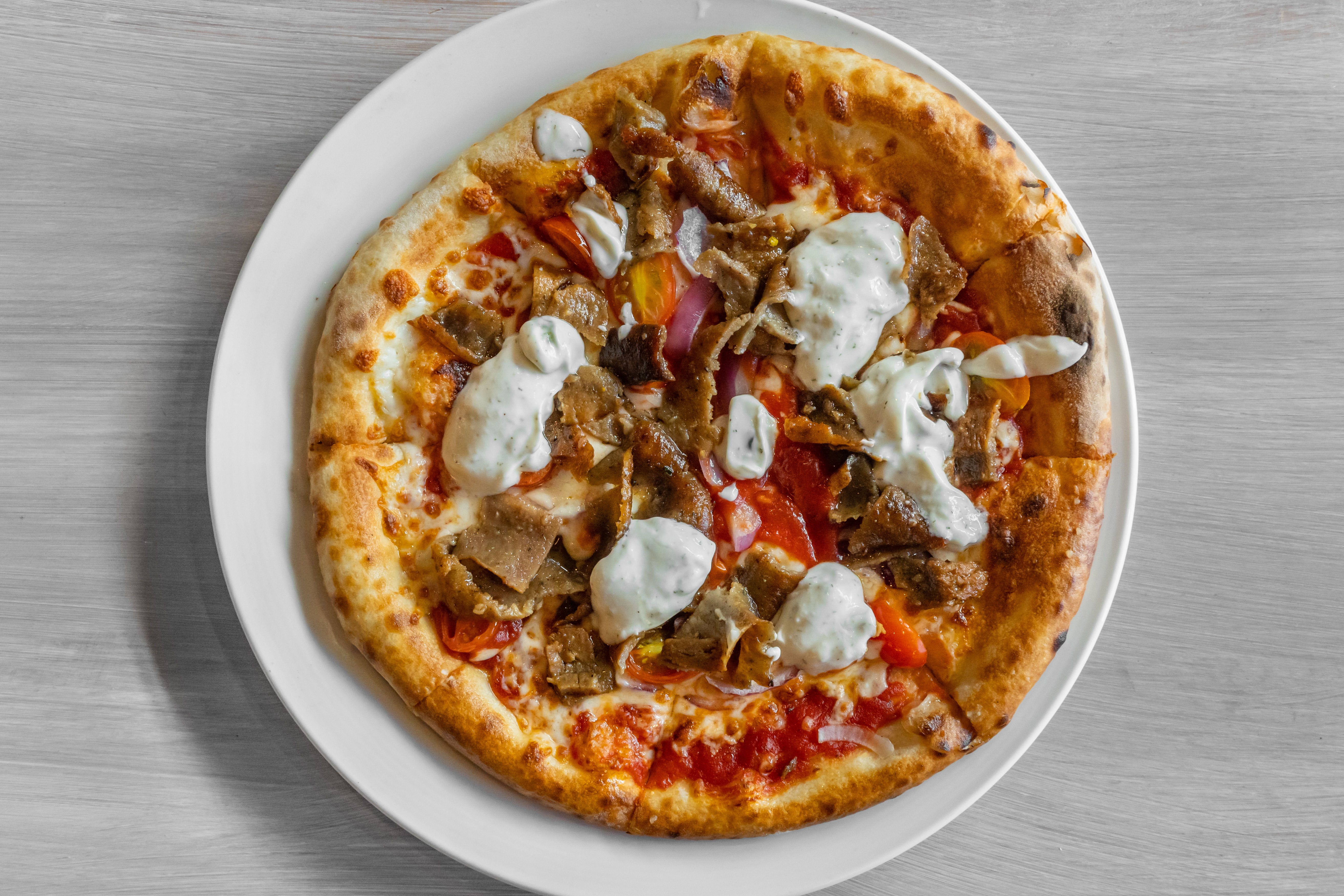 Order The Authentic Gyro Pizza - 12" food online from Hana Grill store, Sherman Oaks on bringmethat.com