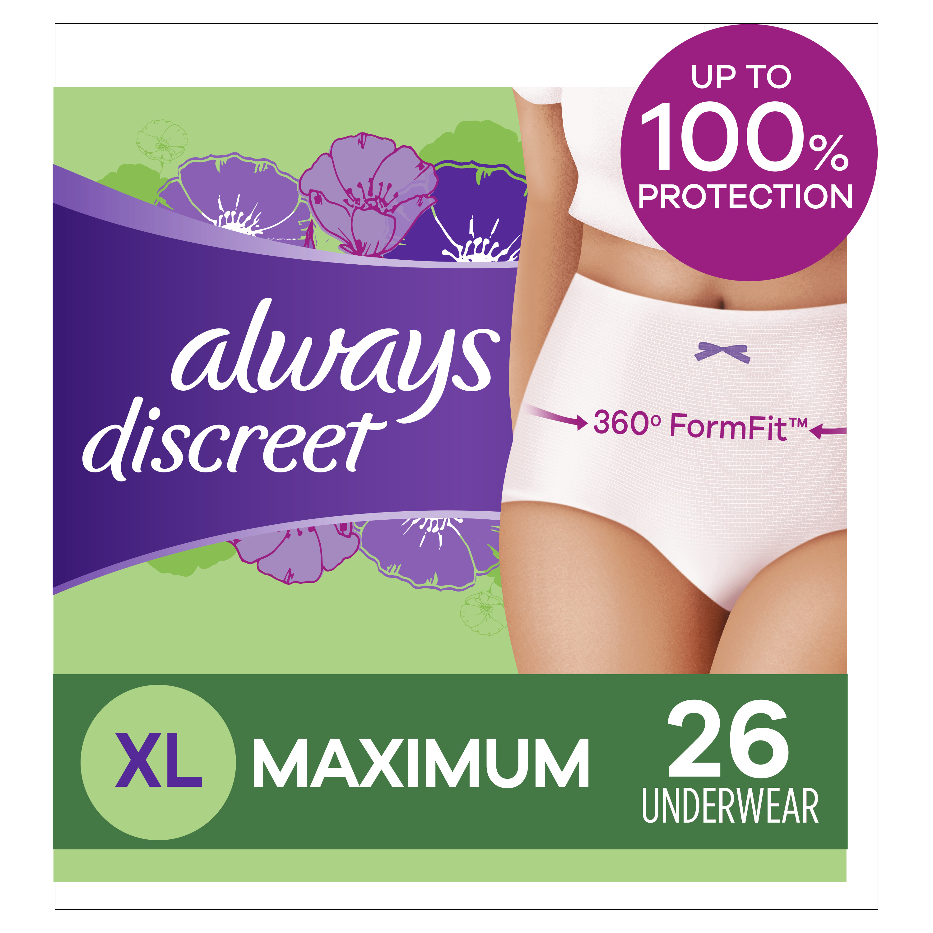 Order Always Discreet Incontinence Underwear for Women - Maximum, Extra Large, 26 ct food online from Rite Aid store, MILLER PLACE on bringmethat.com