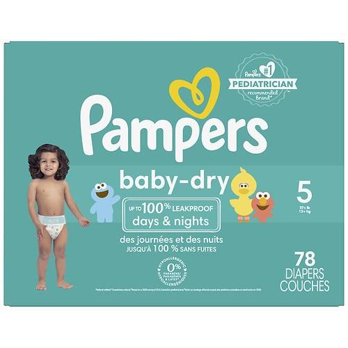 Order Pampers Baby Dry Extra Protection Diapers Super Pack Size 5 - 78.0 ea food online from Walgreens store, Cincinnati on bringmethat.com