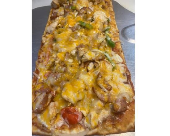 Order Jambalaya Flatbread  food online from High Street Caffe store, West Chester on bringmethat.com