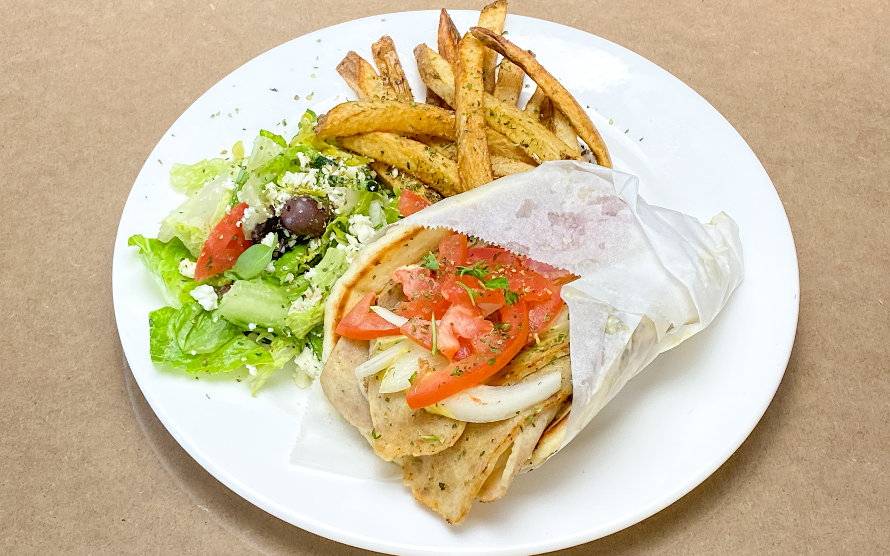 Order Fat Chicken Gyro Combo food online from Mina And Dimi Greek House store, San Antonio on bringmethat.com