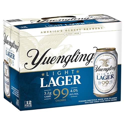Order Yuengling Light Lager Cans - Pack Of 12 food online from Red Roof Market store, Lafollette on bringmethat.com