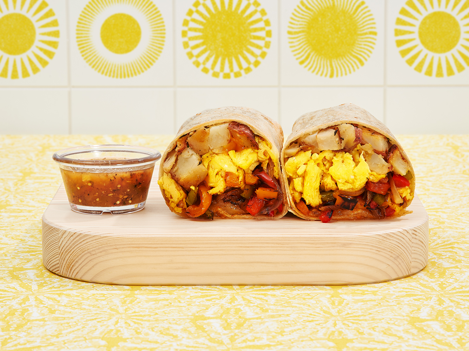 Order Fajita Veggie Breakfast Burrito food online from Sunny & Fine's Breakfast Burritos store, Las Vegas on bringmethat.com