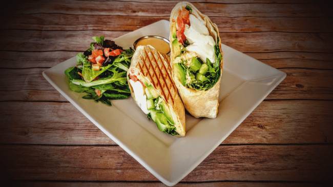 Order Hummus Veggie Wrap food online from Coupa Cafe store, Palo Alto on bringmethat.com