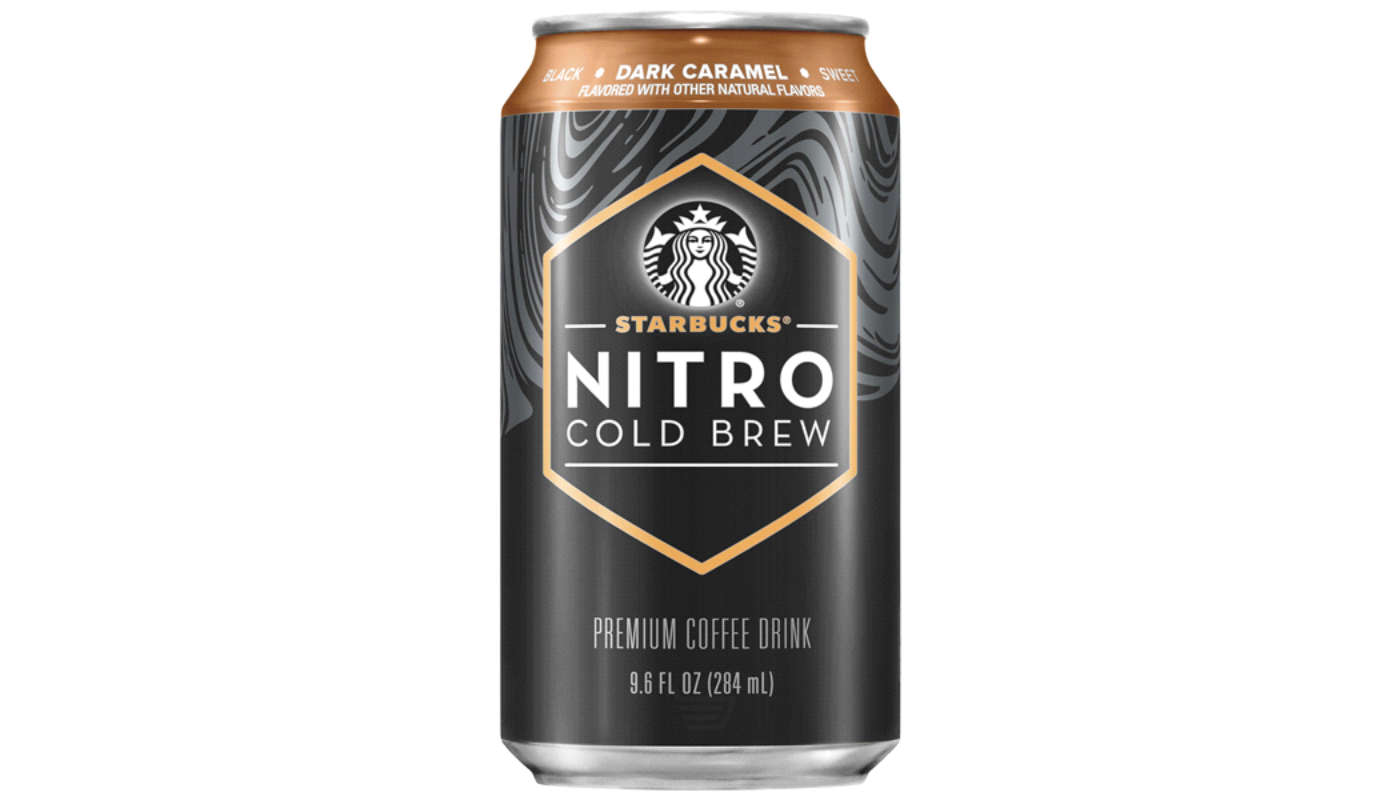 Order Starbucks Nitro Dark Caramel Cold Brew 9.6 oz Can food online from JR Food Mart store, Camarillo on bringmethat.com