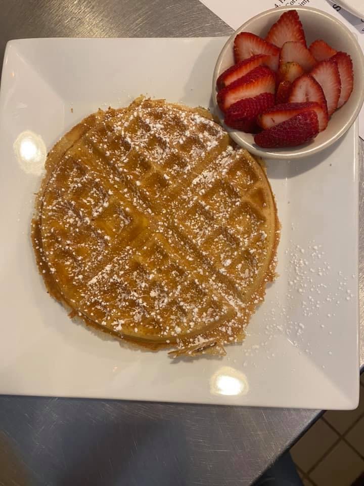 Order Belgian Waffle with Fruit - Waffle food online from Emely's Pizza Restaurant store, North Franklin on bringmethat.com